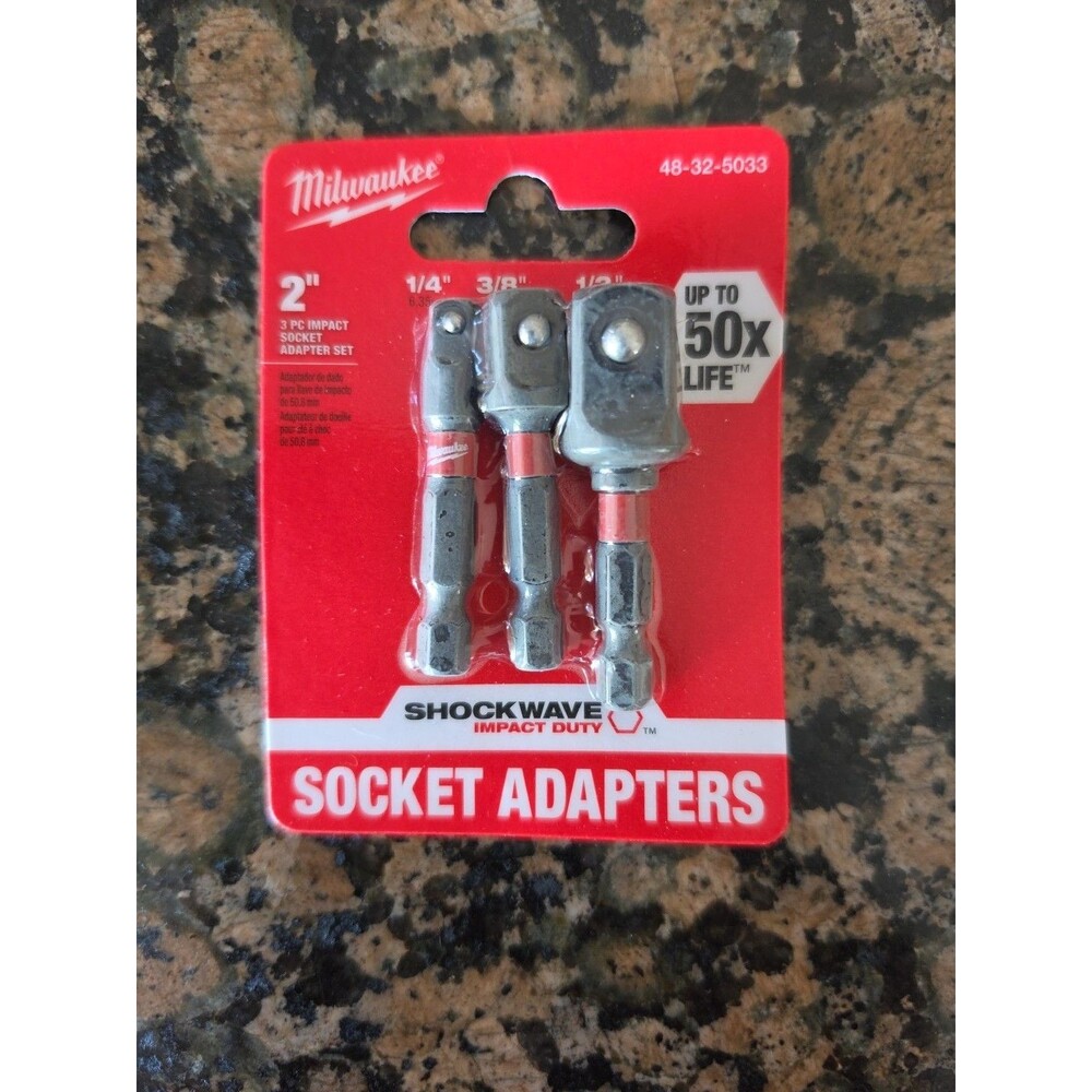 Milwaukee 48-32-5033 SHOCKWAVE Hex Shank Socket Adapters - Set of 3, Black
